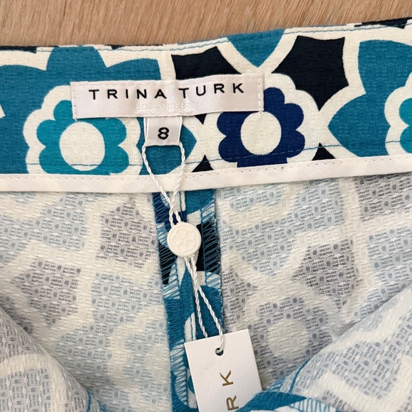 Trina Turk High Waist Blue Floral Shorts - Picture 2 of 4